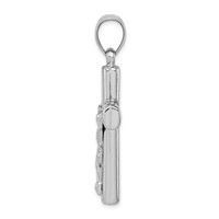 Sterling Silver Rhodium-plated Hollow Latin Crucifix Pendant view 2