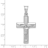 Sterling Silver Rhodium-plated Hollow Latin Crucifix Pendant view 4
