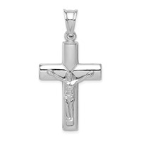 Sterling Silver Rhodium-plated Hollow Latin Crucifix Pendant view 1