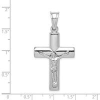 Sterling Silver Rhodium-plated Hollow Latin Crucifix Pendant view 4