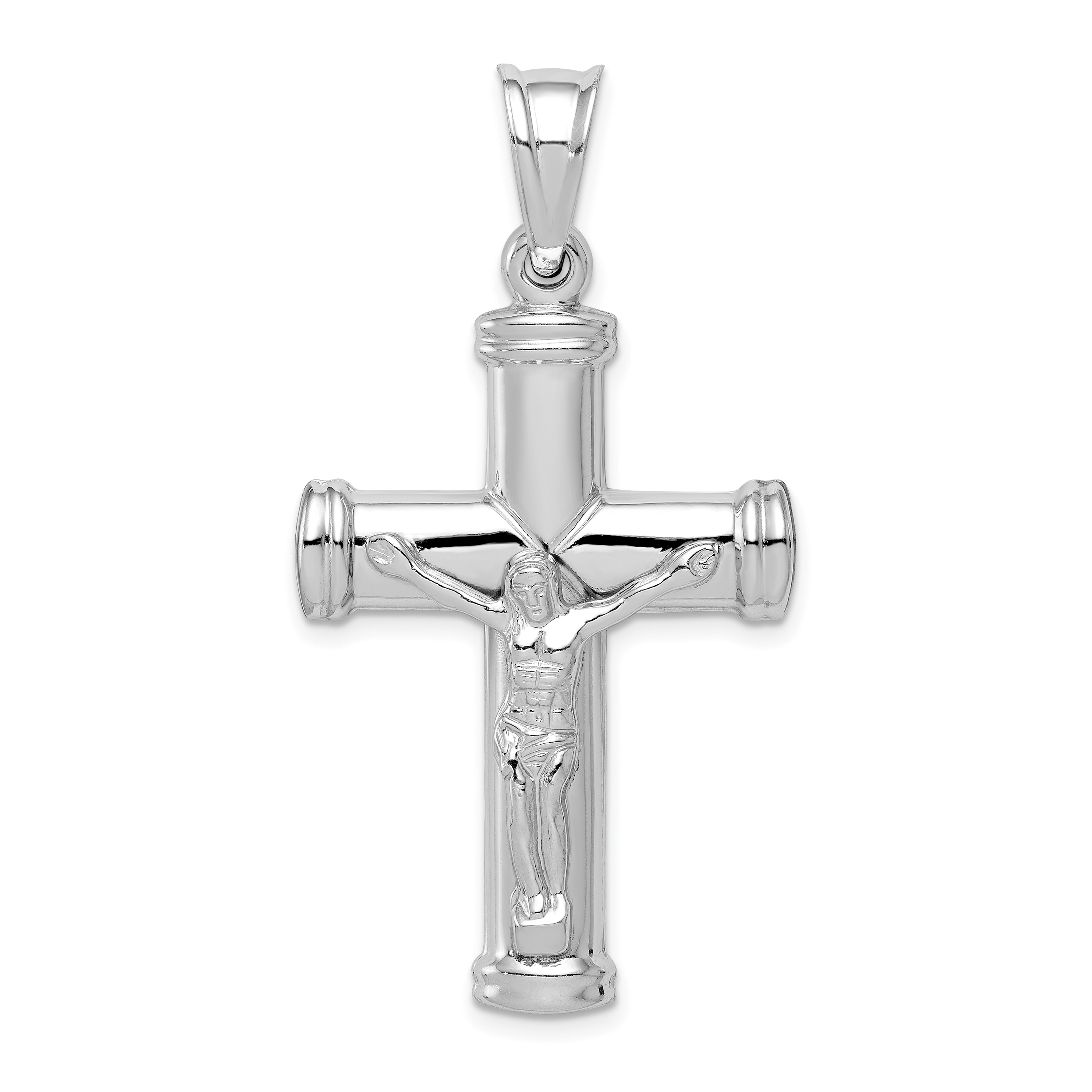 Sterling Silver Rhodium-plated Latin Crucifix Pendant (QC5408)