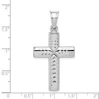 Sterling Silver Rhodium-plated Diamond -Cut Cross Pendant view 4
