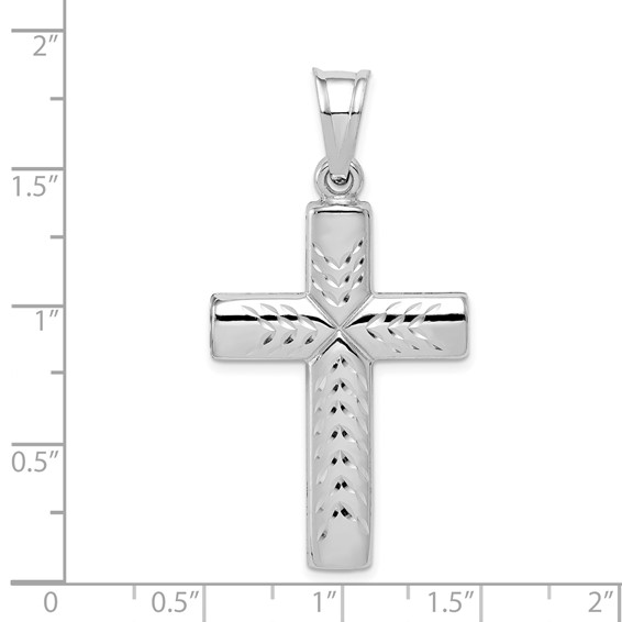 Sterling Silver Rhodium-plated Diamond -Cut Cross Pendant