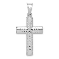 Sterling Silver Rhodium-plated Diamond -Cut Cross Pendant view 1