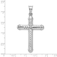 Sterling Silver Rhodium-plated Diamond -Cut Reversible Cross Pendant view 4