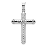 Sterling Silver Rhodium-plated Diamond -Cut Reversible Cross Pendant view 1