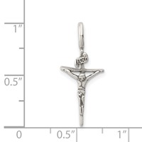 Sterling Silver Antiqued Inri Crucifix Pendant view 3
