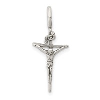 Sterling Silver Antiqued Inri Crucifix Pendant view 1