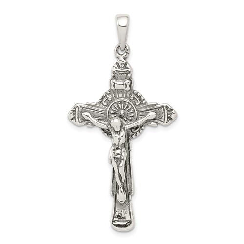 Sterling Silver Antiqued Iona Crucifix Pendant