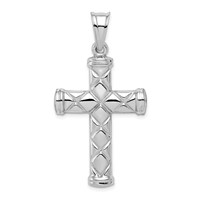 Sterling Silver Rhodium-plated Hollow Latin Cross Pendant view 3