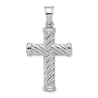 Sterling Silver Rhodium-plated Hollow Latin Cross Pendant view 3