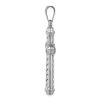 Sterling Silver Rhodium-plated Hollow Cross Pendant view 2