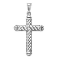 Sterling Silver Rhodium-plated Hollow Cross Pendant view 4