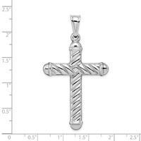 Sterling Silver Rhodium-plated Hollow Cross Pendant view 3