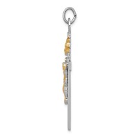 Sterling Silver Platinum-plated & 18K Gold-plated Crucifix Pendant view 2
