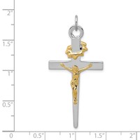 Sterling Silver Platinum-plated & 18K Gold-plated Crucifix Pendant view 4