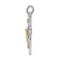 Sterling Silver Platinum-plated & 18K Gold-plated Crucifix Charm view 2