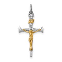 Sterling Silver Platinum-plated & 18K Gold-plated Crucifix Charm view 1