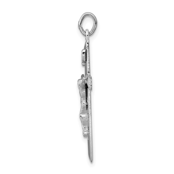 Sterling Silver Platinum-plated INRI Crucifix Pendant