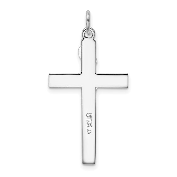 Sterling Silver Platinum-plated INRI Crucifix Pendant