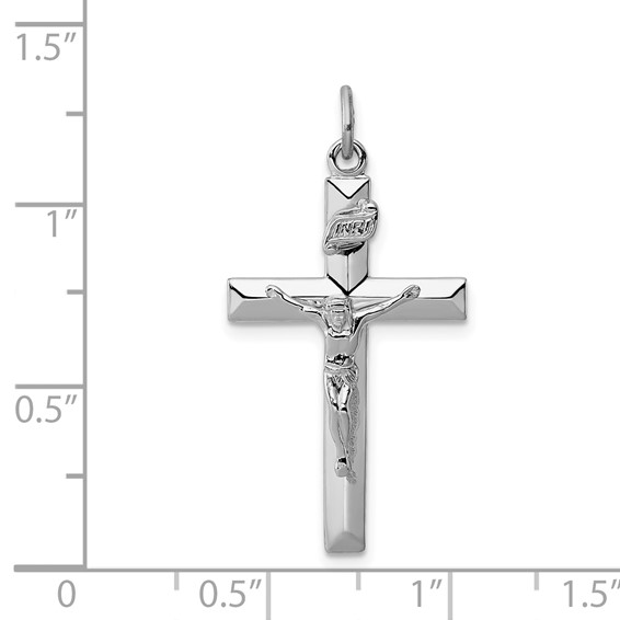 Sterling Silver Platinum-plated INRI Crucifix Pendant