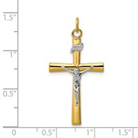 Sterling Silver Platinum-plated & 18K Gold-plated Crucifix Pendant view 4