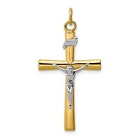 Sterling Silver Platinum-plated & 18K Gold-plated Crucifix Pendant view 1