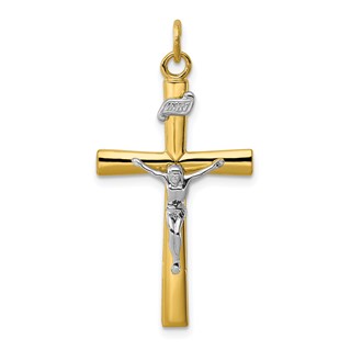 Sterling Silver Platinum-plated & 18k Gold-plated Crucifix Pendant