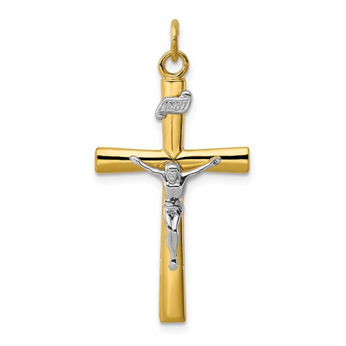 Sterling Silver Platinum-plated & 18K Gold-plated Crucifix Pendant
