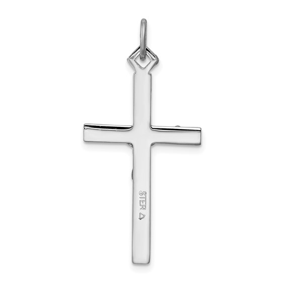 Sterling Silver Platinum-plated Crucifix Pendant