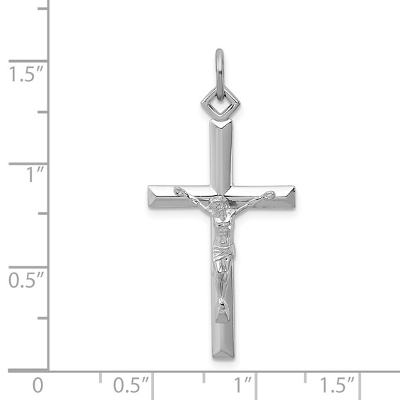 Sterling Silver Platinum-plated Crucifix Pendant