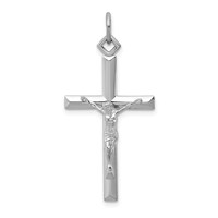 Sterling Silver Platinum-plated Crucifix Pendant view 1