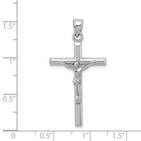 Sterling Silver Rhodium-plated Polished Crucifix Pendant view 4