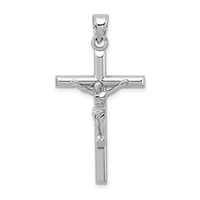 Sterling Silver Rhodium-plated Polished Crucifix Pendant view 1