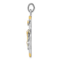 Sterling Silver Platinum-plated & 18K Gold-plated Crucifix Pendant view 2