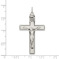 Sterling Silver Antiqued Inri Crucifix Pendant view 3