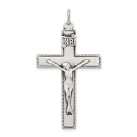 Sterling Silver Antiqued Inri Crucifix Pendant view 1