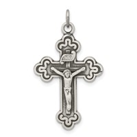 Sterling Silver Antiqued Inri Crucifix Pendant view 1
