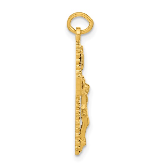 Sterling Silver & 24k Gold-plated Polished & Textured INRI Crucifix Charm