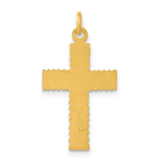 Sterling Silver & 24k Gold-plated Polished & Textured INRI Crucifix Charm