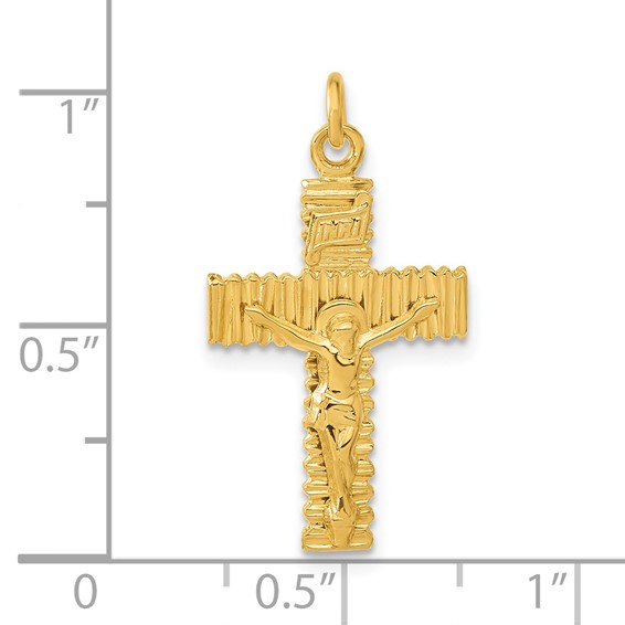 Sterling Silver & 24k Gold-plated Polished & Textured INRI Crucifix Charm