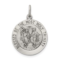 Sterling Silver Antiqued Holy Trinity Medal view 1