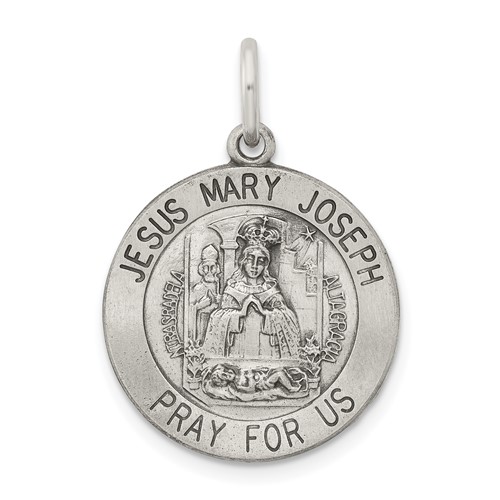 Sterling Silver Antiqued Holy Family Medal