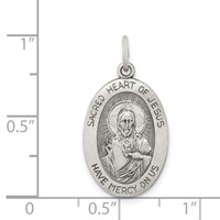 Sterling Silver Antiqued Sacred Heart of Jesus Medal view 3