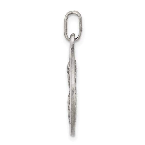 Sterling Silver Antiqued Sacred Heart of Jesus Medal