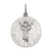 Sterling Silver Antiqued Divino Nino Medal (Divine Infant Jesus) view 1