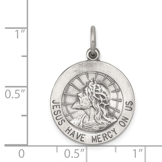 Sterling Silver Antiqued Jesus Have Mercy Medal