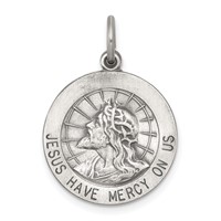 Sterling Silver Antiqued Jesus Have Mercy Medal view 1