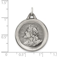 Sterling Silver Antiqued Jesus Medal view 3