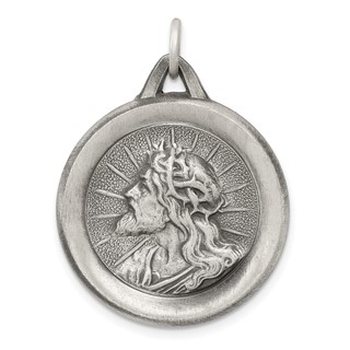 Sterling Silver Antiqued Jesus Medal